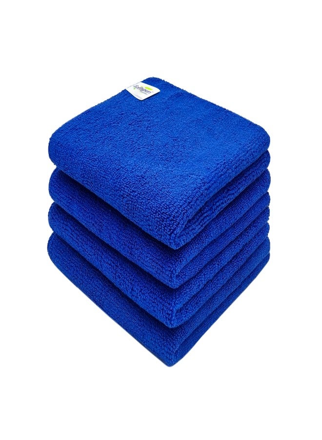 SOFTSPUN Microfiber Cleaning Cloths, 4pcs 30x30cms 340GSM Blue! Highly Absorbent, Lint and Streak Free, Multi -Purpose Wash Cloth for Kitchen, Car, Window, Stainless Steel, Silverware. - Image 1